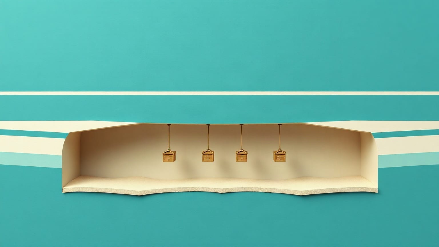 A cut-paper cross-section of ground with a long tunnel bore and small station boxes hanging into it