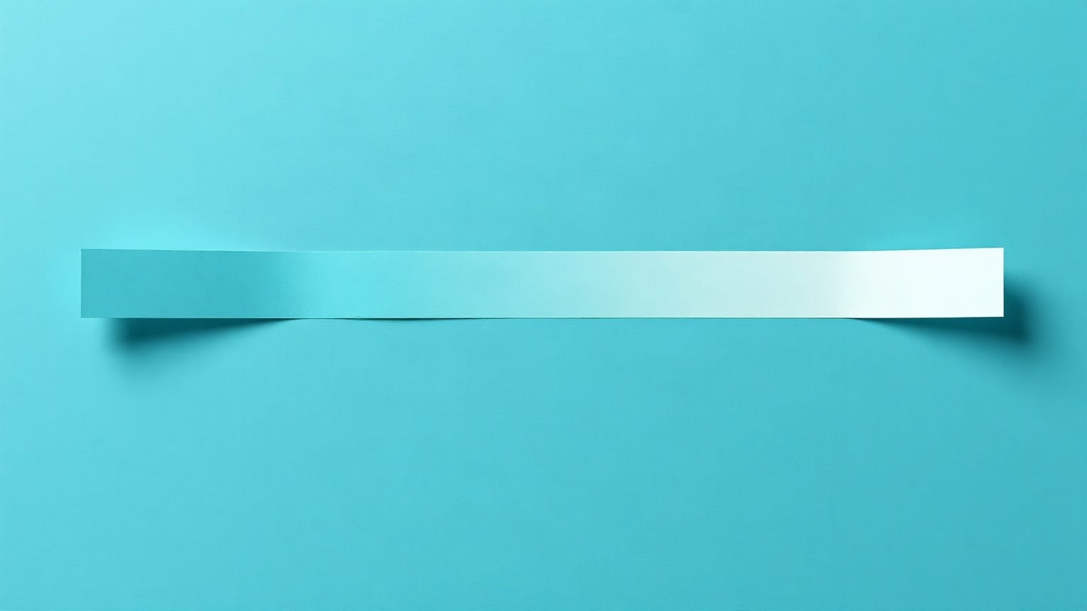 A pale aqua paper bar on a deep teal ground, filled a quarter of the way along with chalk white, a small sand marker above the fill